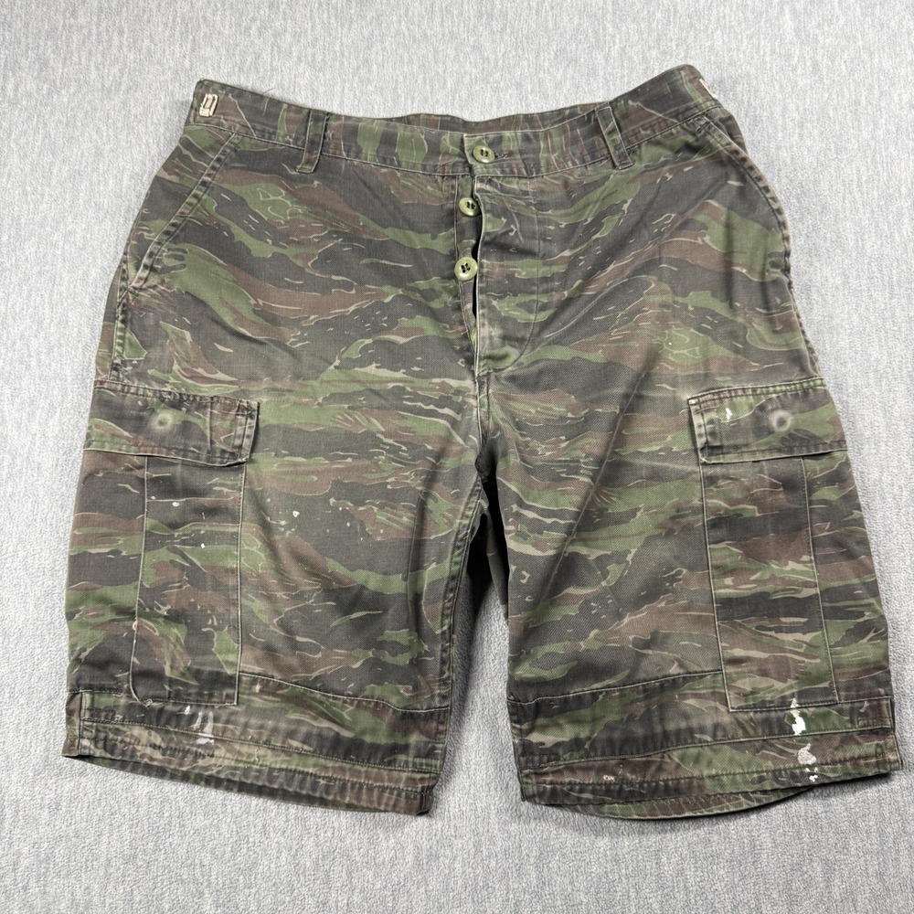 Vintage Cargo Shorts Men 36 Tiger Camo Military Combat Tactical GI Short